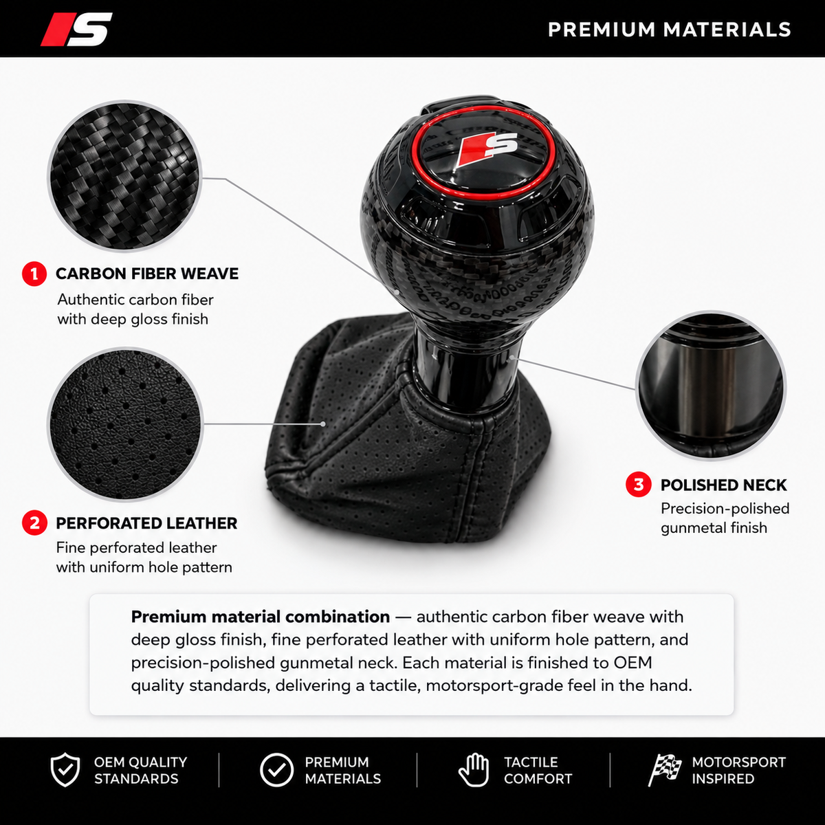 Carbon shifter knob Audi A4 A5 A6 A7